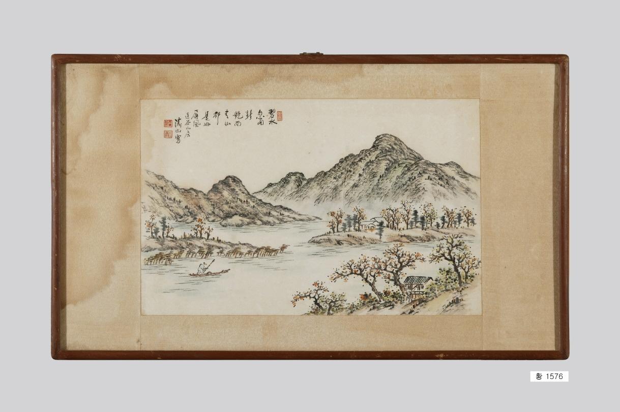 濤山筆山水畵額子